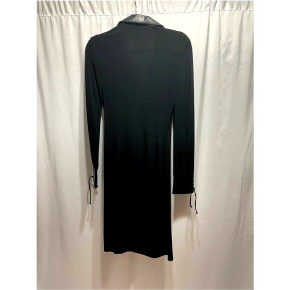 LAUNDRY BY SHELLI SEGAL BLACK L/S DRESS WITH FAUX LEATHER - Picture 2 of 13